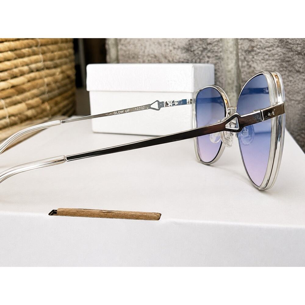 Quay Australia X Love Island Glow Up Sunglasses Blue Pink Gradient Cat Eye +case - Picture 12 of 14